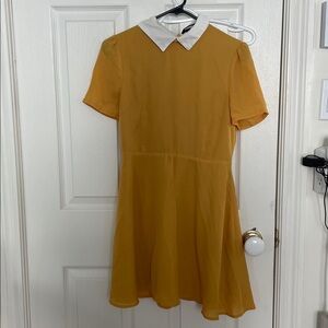 Fashion Union Mustard Dress with White Collar